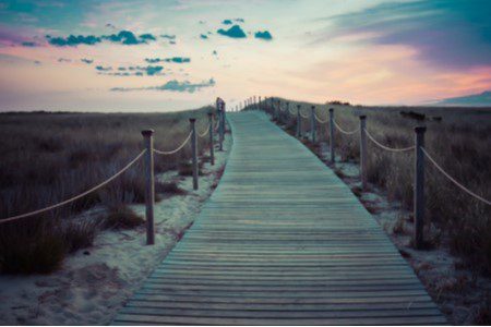 Wooden boardwalk to beach